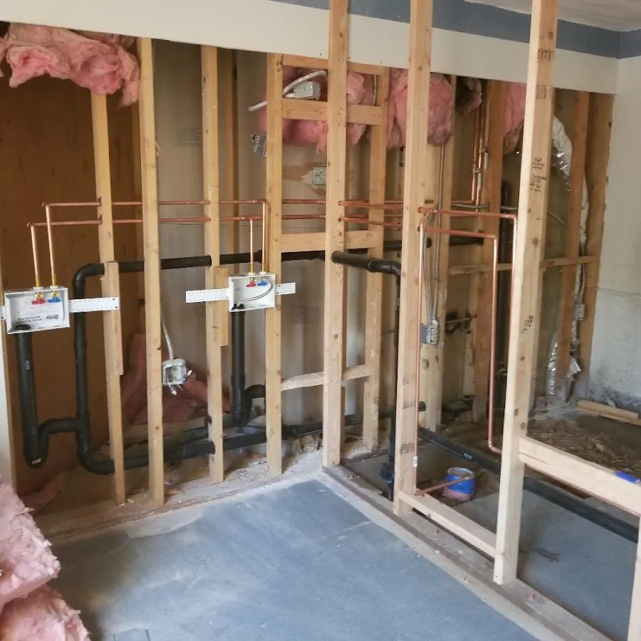 Copper pipe rough-in and plumbing installation in Poway